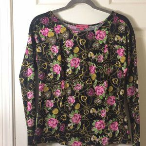 Betsey Johnson floral pullover top - Sz Large